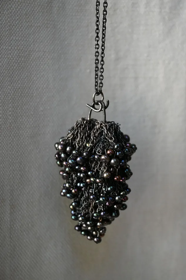 Aesa Caviar Nest Oxidized Silver Rings