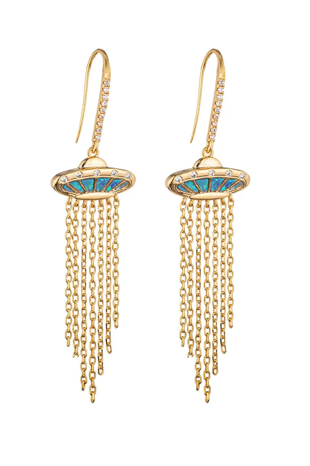 Amelia Spaceship Dangle Earrings Eye Candy LA Earrings