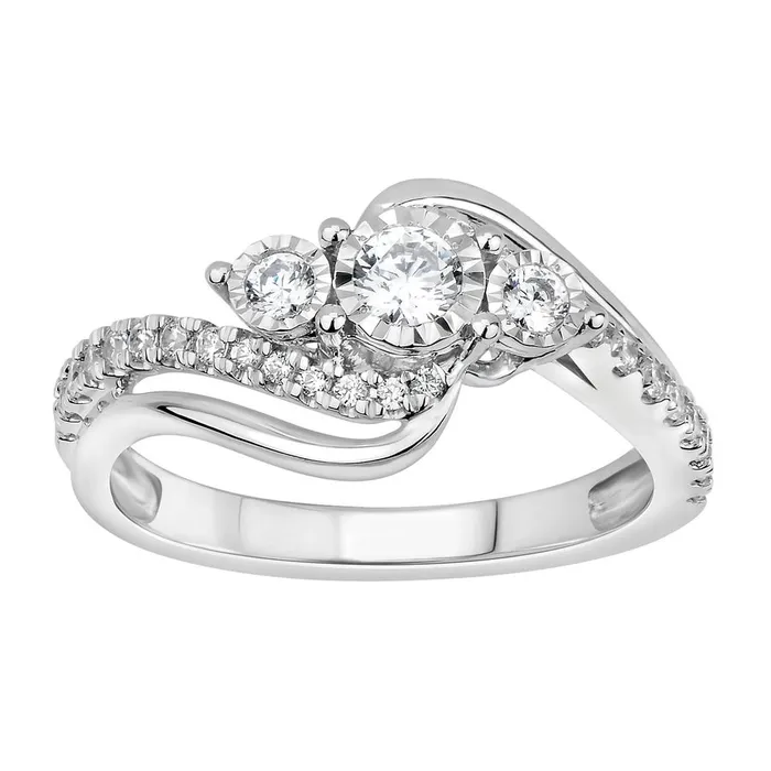 AV LADIES RING 050CT ROUND DIAMOND 10K WHITE GOLD Rings