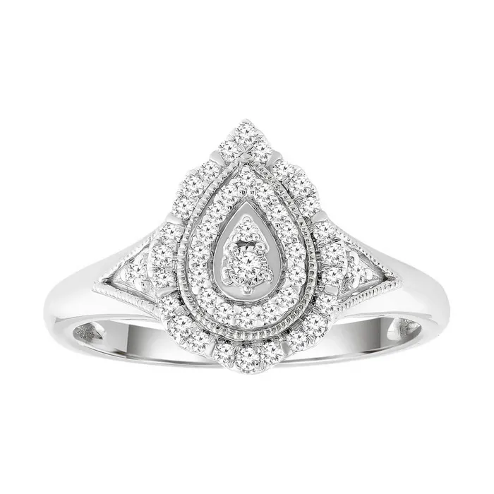 AV Rings LADIES RING 020CT ROUND DIAMOND 10K WHITE GOLD