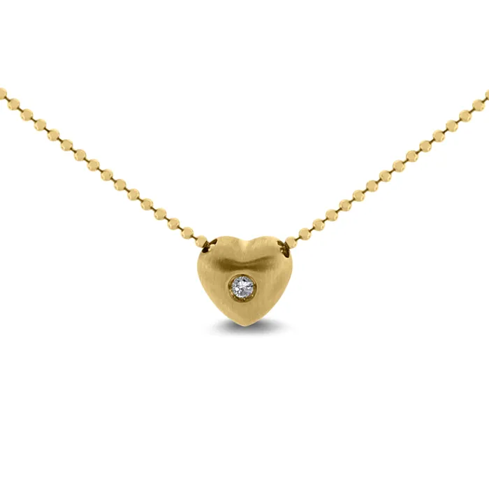 Beauvince Mini Heart Pendant 003 ct Diamond in Yellow Gold Necklaces