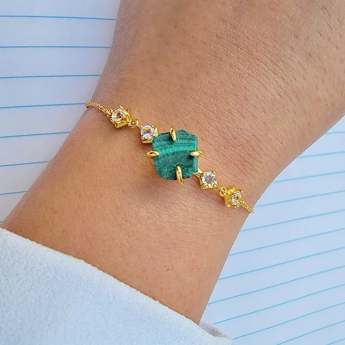 Bracelets Uniquelan Jewelry Raw Malachite Chain Bracelet