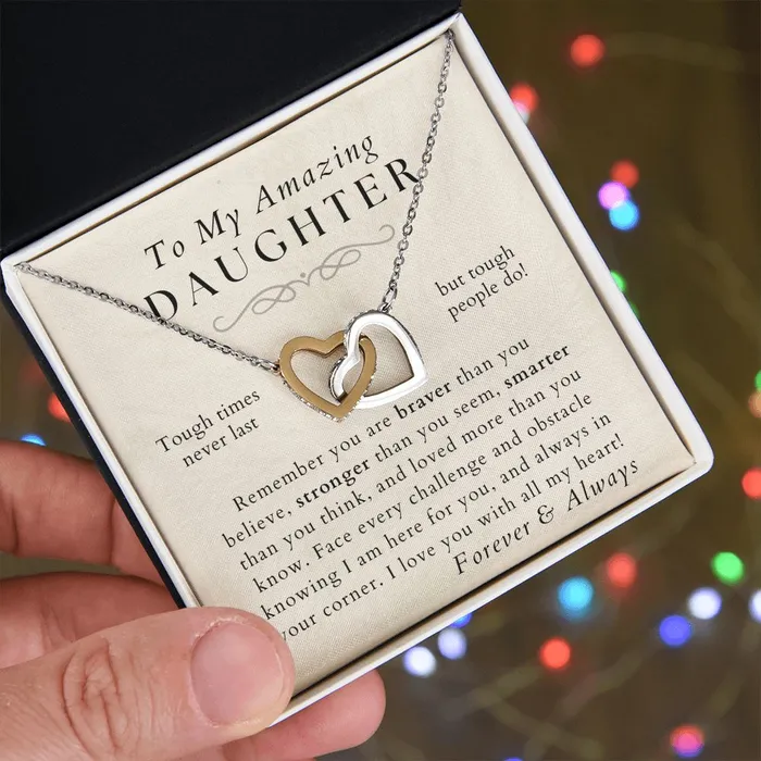 Braver Stronger Smarter Daughter Necklace Gift from Mom or Dad Christmas Birthday Graduation Valentines Gifts ShineOn Fulfillment Necklaces