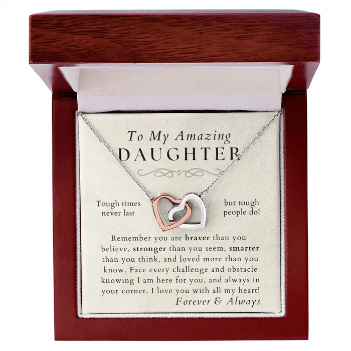 Braver Stronger Smarter Daughter Necklace Gift from Mom or Dad Christmas Birthday Graduation Valentines Gifts ShineOn Fulfillment Necklaces