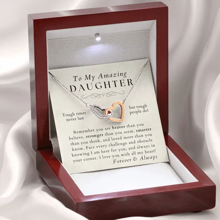 Braver Stronger Smarter Daughter Necklace Gift from Mom or Dad Christmas Birthday Graduation Valentines Gifts ShineOn Fulfillment Necklaces