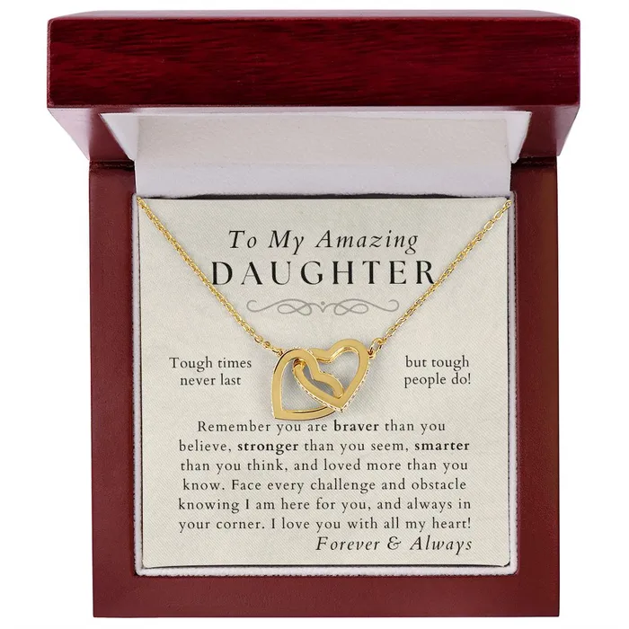 Braver Stronger Smarter Daughter Necklace Gift from Mom or Dad Christmas Birthday Graduation Valentines Gifts ShineOn Fulfillment Necklaces