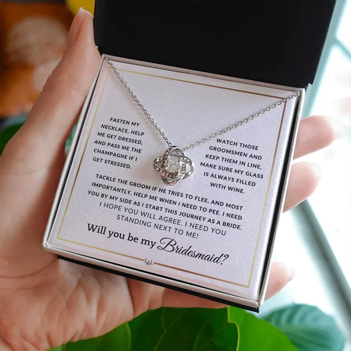 Bridesmaid Proposal Wedding Party Necklace Gift From Bride Need You By My Side Elegant White and Gold Wedding Theme ShineOn Fulfillment Necklaces