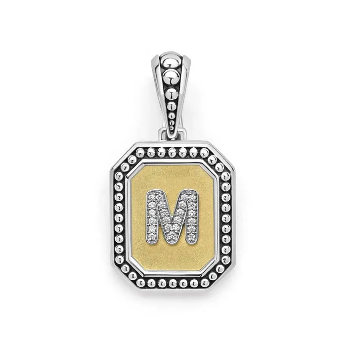 Charm Necklaces LAGOS Signature Caviar Octagon Diamond M Initial Charm