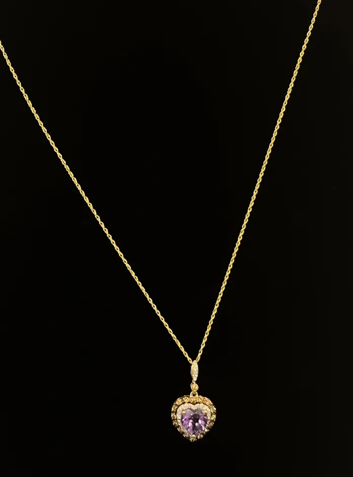 Crown Jewels Coin 499 14 Karat Amethyst Heart Pendant Necklaces