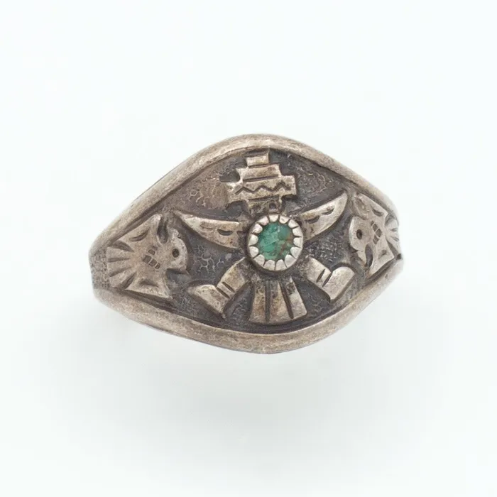 Crown Jewels Coin Rings Navajo Handmade Sterling Silver Turquoise Ring Hallmark Unknown Size 7 Crown Jewels Coin Rings Navajo Handmade Sterling Silver Turquoise Ring Hallmark Unknown Size 7