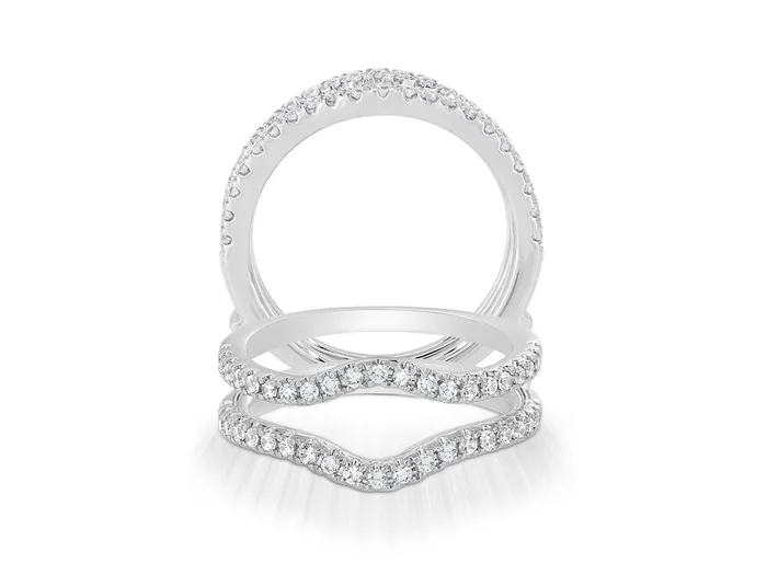DIAMONDS FOREVER Rings 14K White Gold 085ctw Diamond Ring Guard