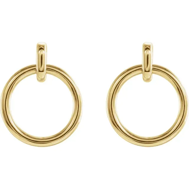Earrings 302 Fine Jewelry Circle Dangle Drop Wear Everyday Earrings Solid 14K White Rose Yellow Gold Silver