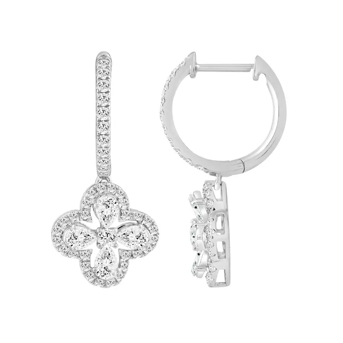 Earrings Ethos LADIES EARRINGS 1 12CT ROUNDPEAR DIAMOND 14K WHITE GOLD