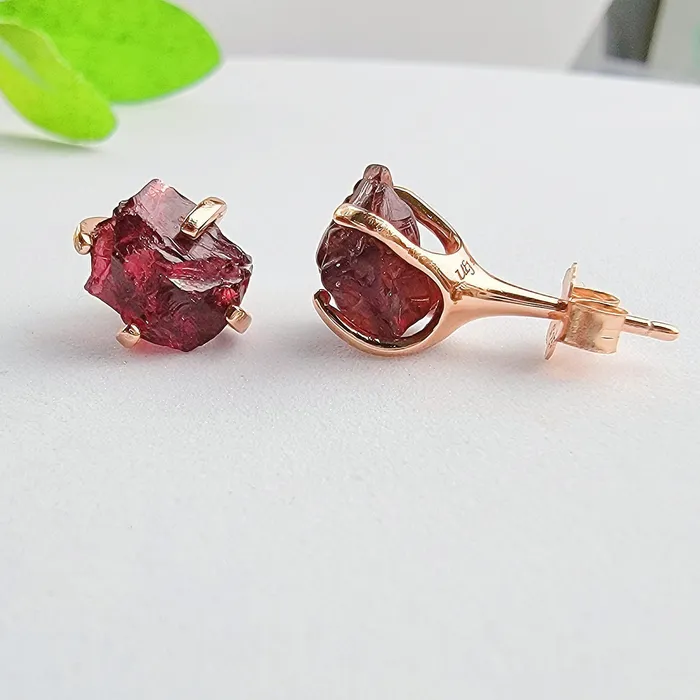 Earrings Raw Garnet Stud Earrings Uniquelan Jewelry