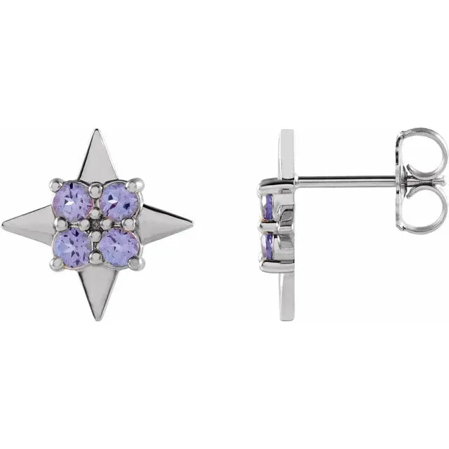 Earrings Storyteller by Vintage Magnality Tanzanite Celestial Earrings Solid 14K Yellow White Rose Gold or Sterling Silver