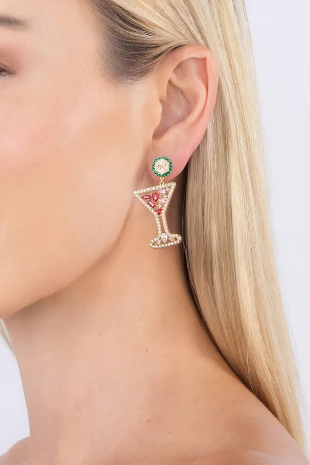Eye Candy LA Cosmo 18K Gold Plated CZ Drop Earrings Earrings