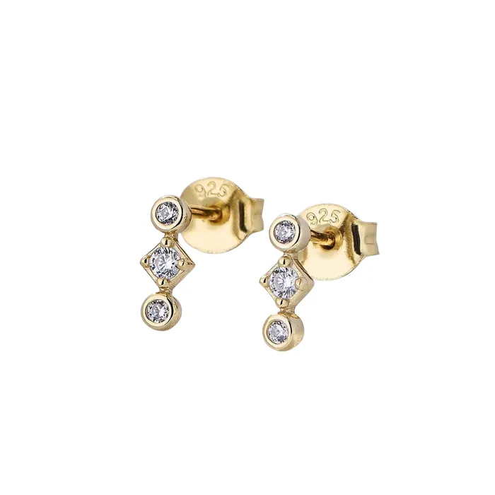 Geometric pave stud earrings pau jewelry Earrings