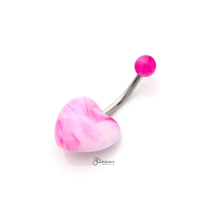 Glitters Rings Marble Acrylic Heart Belly Button Navel Ring Purple