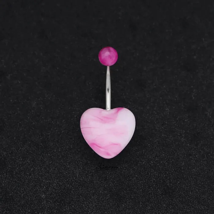 Glitters Rings Marble Acrylic Heart Belly Button Navel Ring Purple