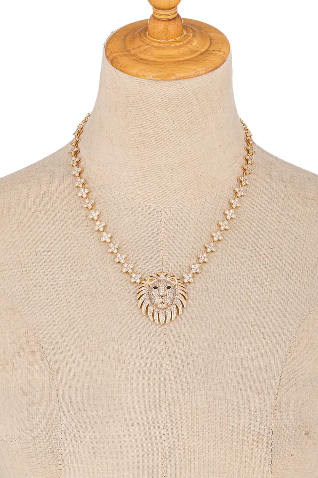 Lion Head Pendant Necklace Eye Candy LA Necklaces