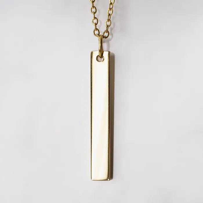 Luca Engraved Vertical Name Bar Necklace with Personalized Pendant Grayling Necklaces