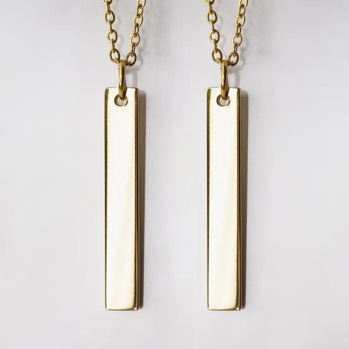 Luca Engraved Vertical Name Bar Necklace with Personalized Pendant Grayling Necklaces