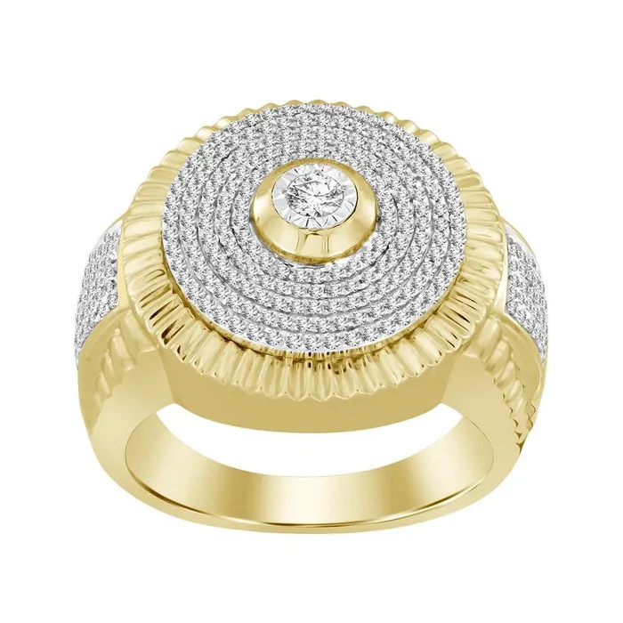 MENS RING 075CT ROUND DIAMOND 10K YELLOW GOLD AV Rings