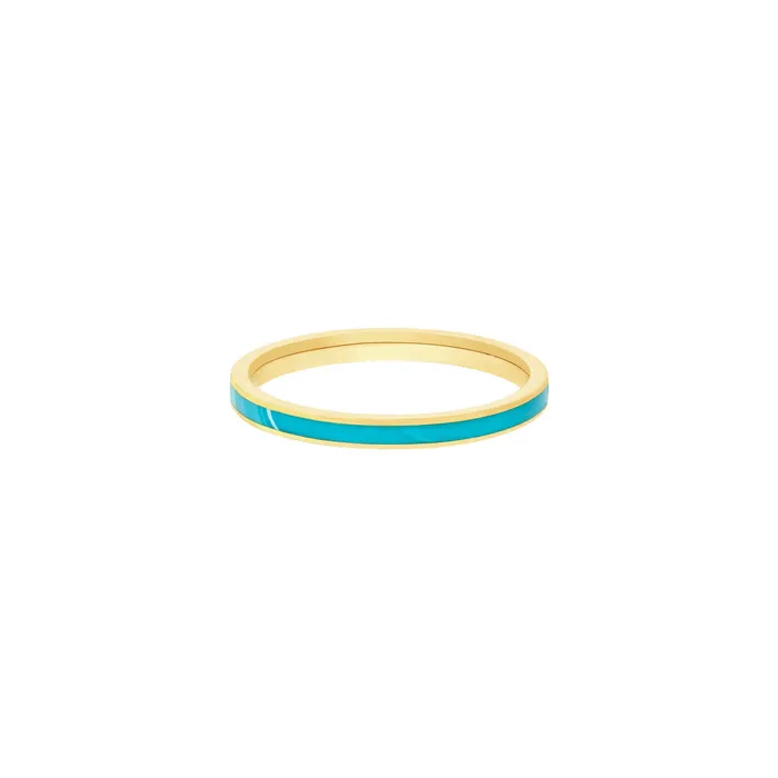 MIDAS CHAIN Rings 14K Yellow Gold Blue Enamel Traditional Style Ring