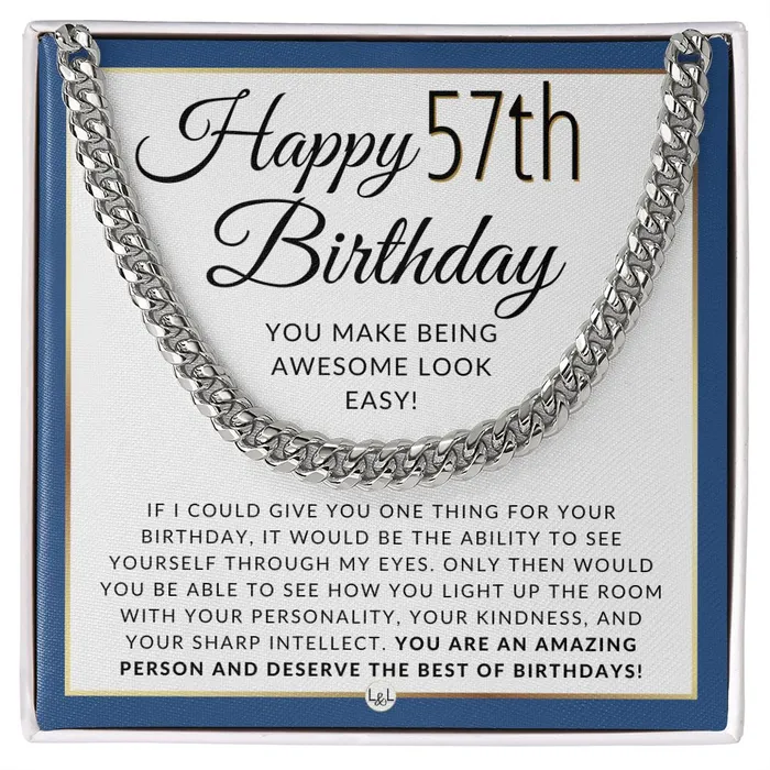 Necklaces 57th Birthday Gift For Him Chain Necklace For 57 Year Old Mans Birthday Great Birthday Gift For Men Jewelry For Guys ShineOn Fulfillment