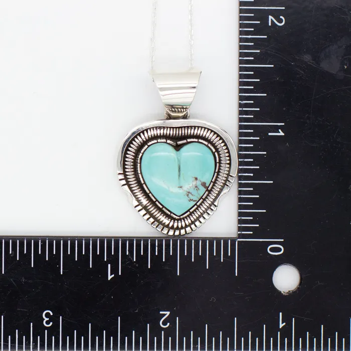 Necklaces Crown Jewels Coin Walter Vandaver Navajo Handmade Sterling Silver Turquoise Heart Pendant