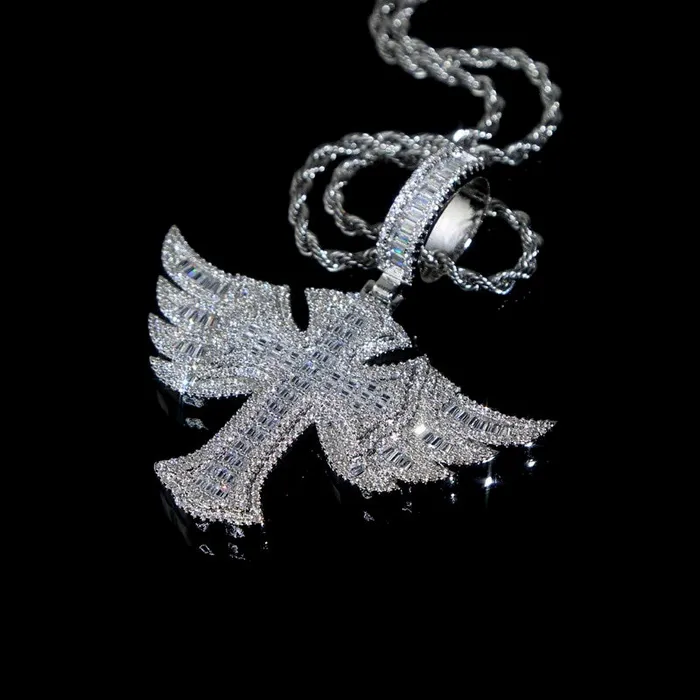 Necklaces The Icetruck Winged Baguette Cross Pendant