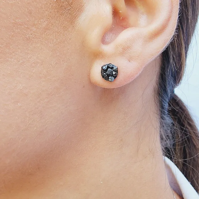 Raw Diamond Cluster Stud Earrings Uniquelan Jewelry Earrings