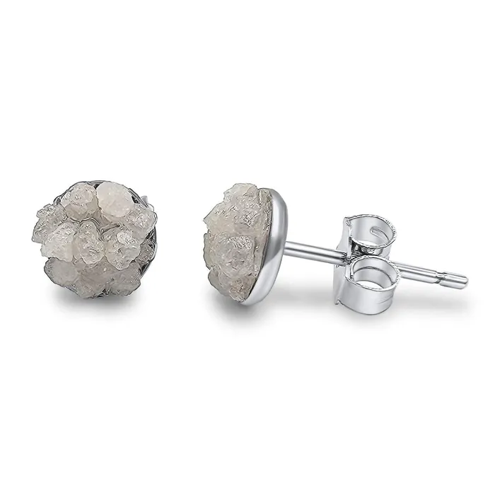Raw Diamond Cluster Stud Earrings Uniquelan Jewelry Earrings