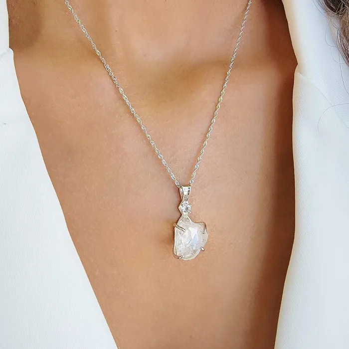 Raw Herkimer Diamond Necklace Uniquelan Jewelry Necklaces Raw Herkimer Diamond Necklace Uniquelan Jewelry Necklaces