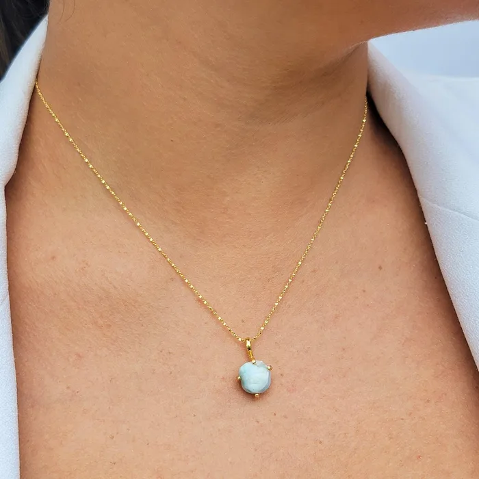 Raw Larimar Dainty Necklace Uniquelan Jewelry Necklaces Raw Larimar Dainty Necklace Uniquelan Jewelry Necklaces