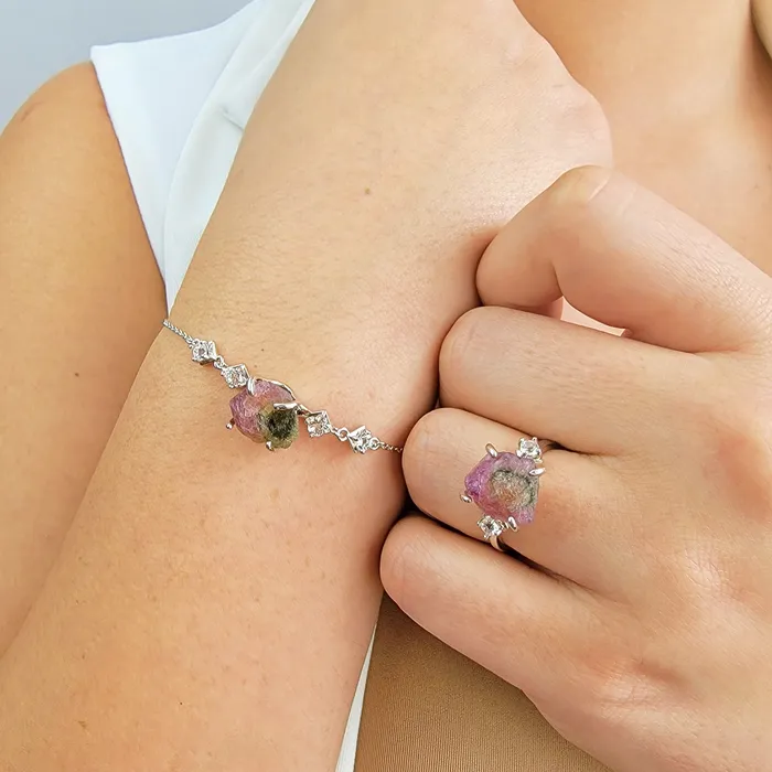 Raw Watermelon Tourmaline Ring Uniquelan Jewelry Rings