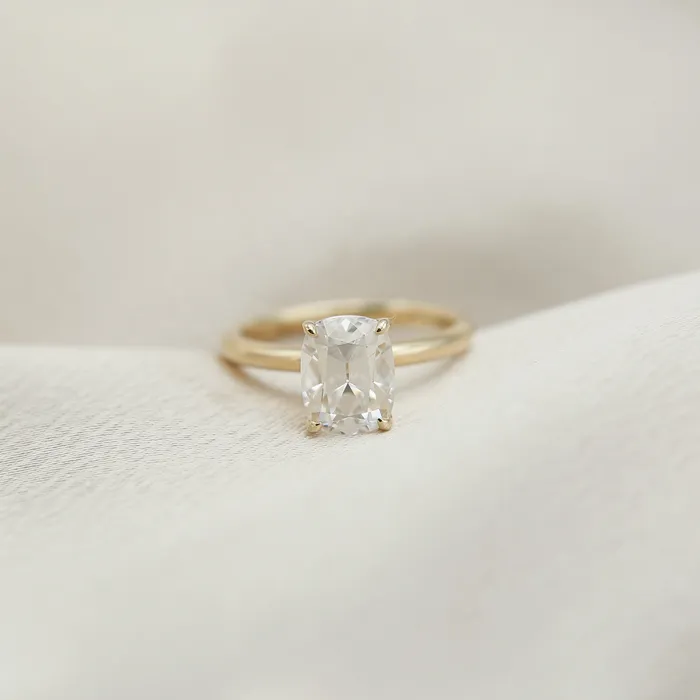 Rings Ali Express 9K Elongated Antique Cushion Cut Moissanite Ring