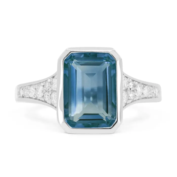 Rings MADISON L Madison L 14K White Gold 371ctw Multi Stone Style Blue Topaz and Diamonds Ring