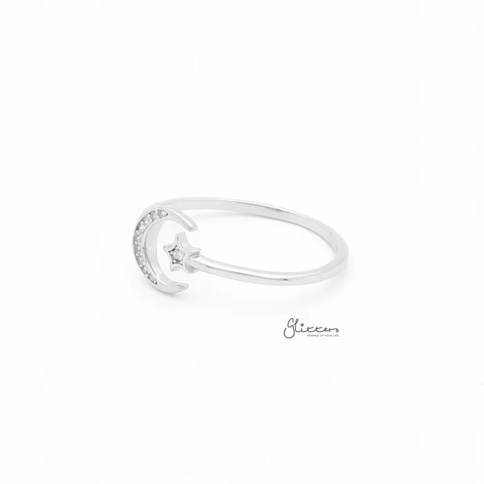 Rings Sterling Silver Moon Star Ring Glitters
