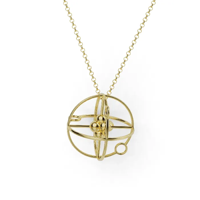 sciencejewelry1824 Necklaces atom necklace 3D gold vermeil