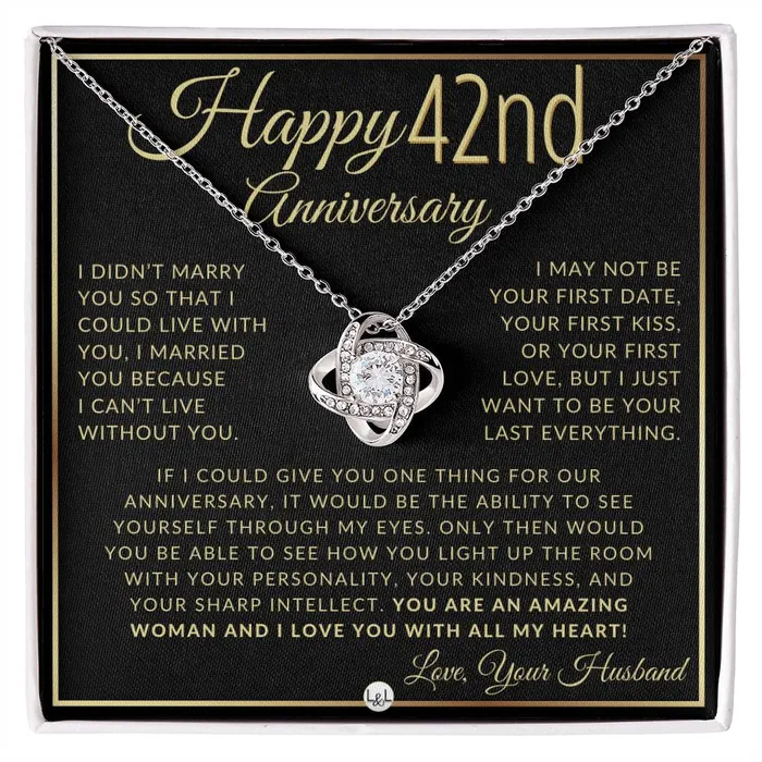 ShineOn Fulfillment Necklaces 42nd Anniversary Gift For Wife Beautiful Womens Pendant Necklace Heartfelt Anniversary Message