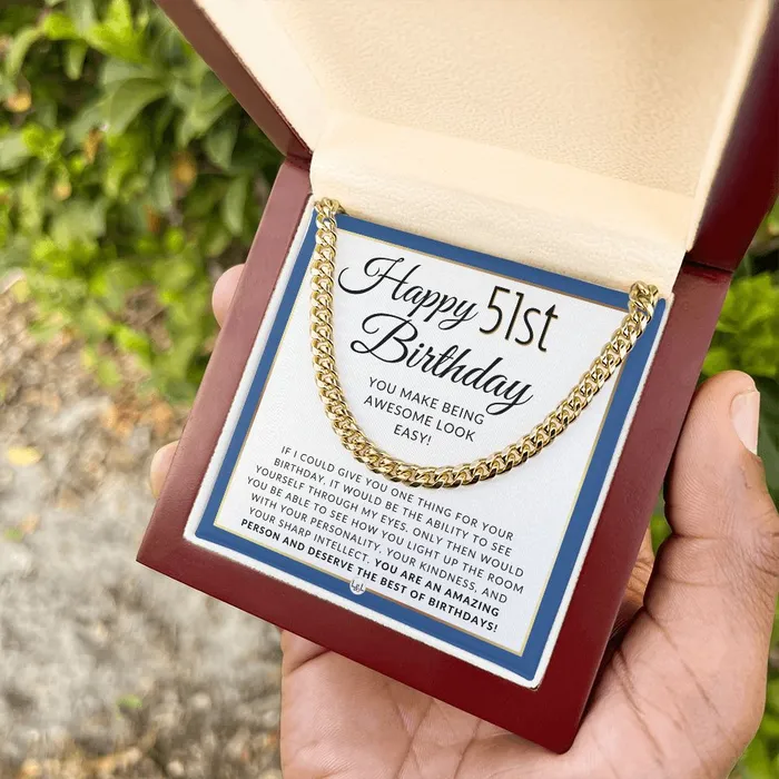 ShineOn Fulfillment Necklaces 51st Birthday Gift For Him Chain Necklace For 51 Year Old Mans Birthday Great Birthday Gift For Men Jewelry For Guys