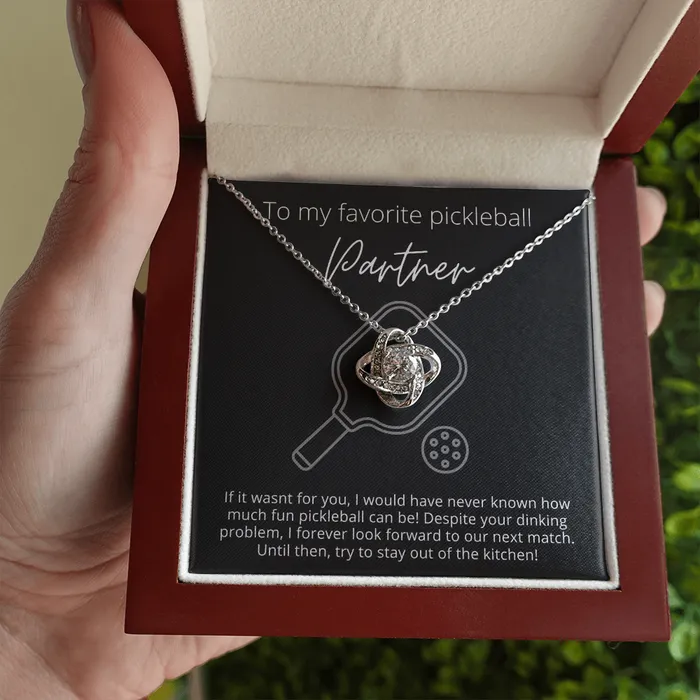 ShineOn Fulfillment Necklaces To My Favorite Pickleball Partner Stay Out of the Kitchen Knot Pendant Necklace The Perfect Pickleball Gift