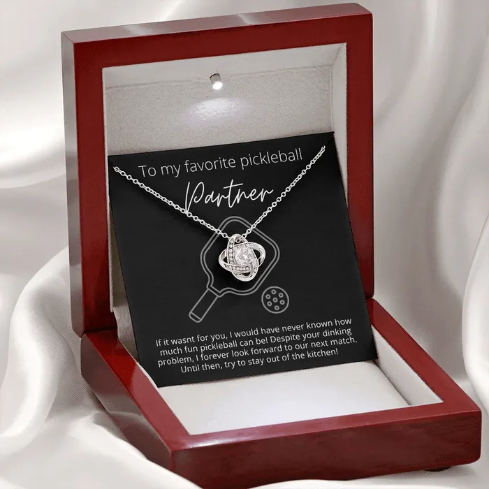 ShineOn Fulfillment Necklaces To My Favorite Pickleball Partner Stay Out of the Kitchen Knot Pendant Necklace The Perfect Pickleball Gift