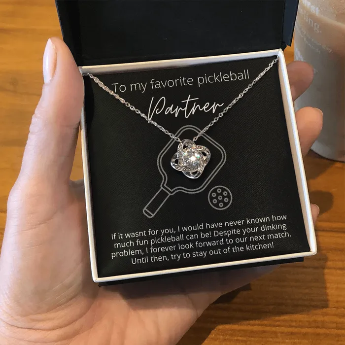 ShineOn Fulfillment Necklaces To My Favorite Pickleball Partner Stay Out of the Kitchen Knot Pendant Necklace The Perfect Pickleball Gift