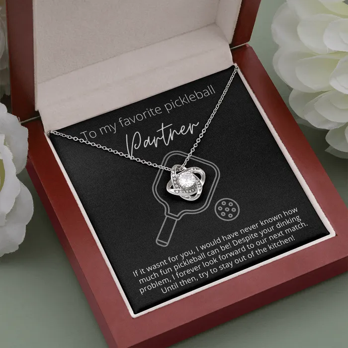 ShineOn Fulfillment Necklaces To My Favorite Pickleball Partner Stay Out of the Kitchen Knot Pendant Necklace The Perfect Pickleball Gift