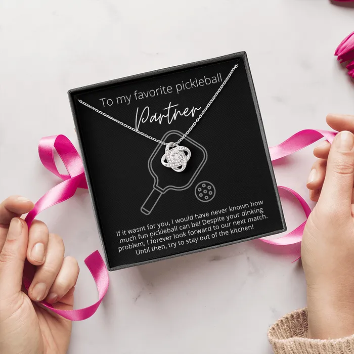 ShineOn Fulfillment Necklaces To My Favorite Pickleball Partner Stay Out of the Kitchen Knot Pendant Necklace The Perfect Pickleball Gift