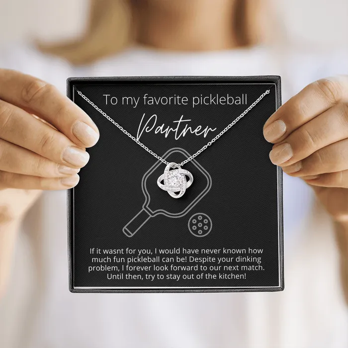 ShineOn Fulfillment Necklaces To My Favorite Pickleball Partner Stay Out of the Kitchen Knot Pendant Necklace The Perfect Pickleball Gift