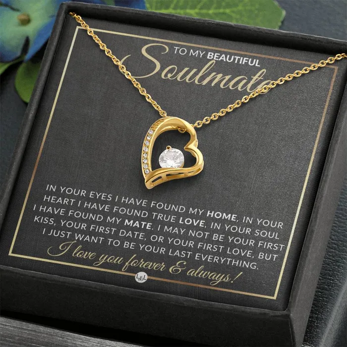 ShineOn Fulfillment Necklaces Unique Gift For Soulmate Open Heart Pendant Necklace Keepsake Message Card Sentimental and Romantic Christmas Valentines Day Birthday or Anniversary Present