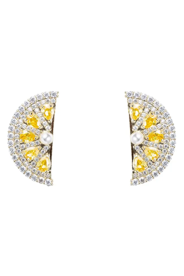 Sweet Lemon Lime CZ Stud Earrings Eye Candy LA Earrings